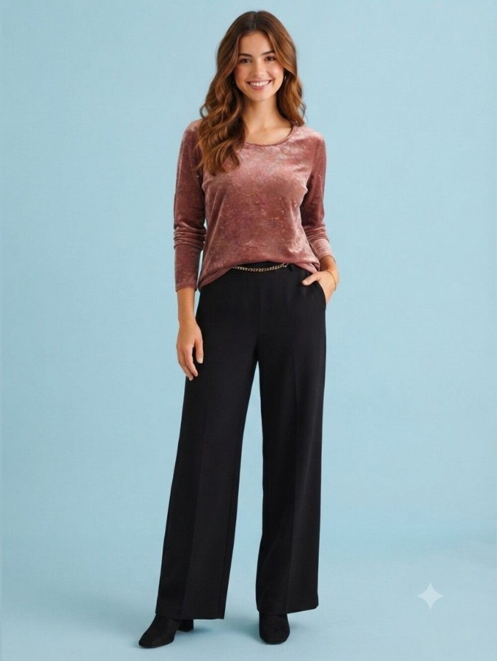 Karen Kane Crushed Velvet Long Sleeve Top Size L Dusty Rose - Picture 10 of 14